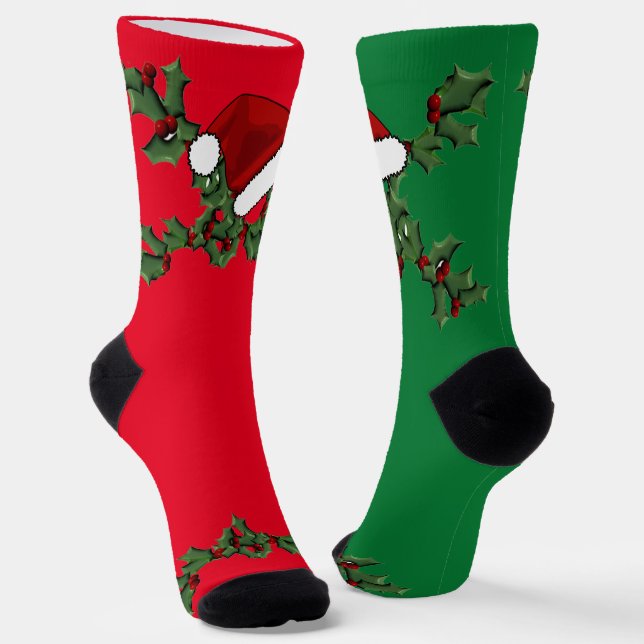 Weihnachten und Weihnachtsmannmütze Mismatch Socken (Gewinkelt)