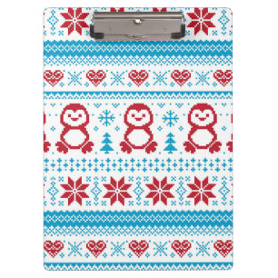 Weihnachten und Winter gestricktes Muster Klemmbrett