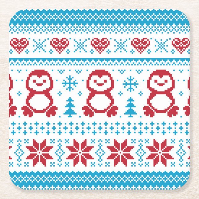 Weihnachten und Winter gestricktes Muster Rechteckiger Pappuntersetzer (Vorderseite)