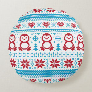 Weihnachten und Winter gestricktes Muster Rundes Kissen