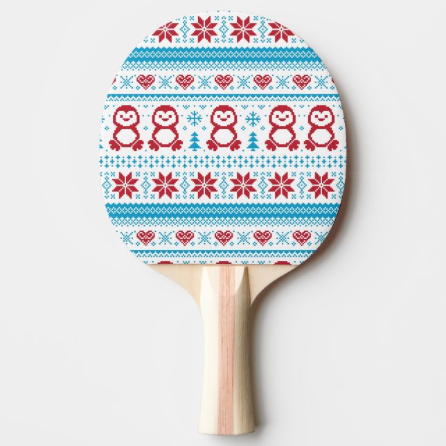 Weihnachten und Winter gestricktes Muster Tischtennis Schläger (Vorderseite)