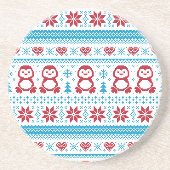 Weihnachten und Winter gestricktes Muster Untersetzer (Vorne)