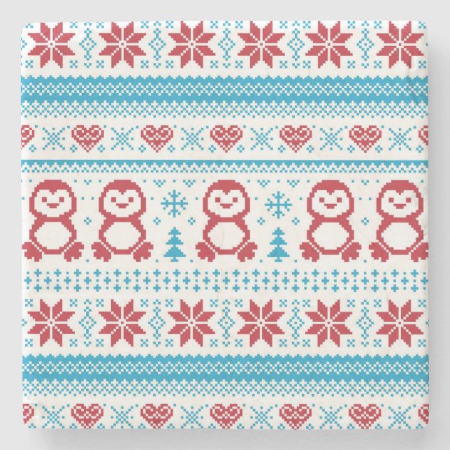 Weihnachten und Winter Strickmuster Steinuntersetzer (Vorderseite)