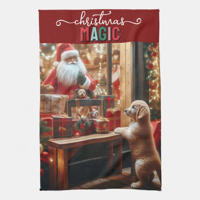 Weihnachten und Wünsche Geschirrtuch (Vertikal)