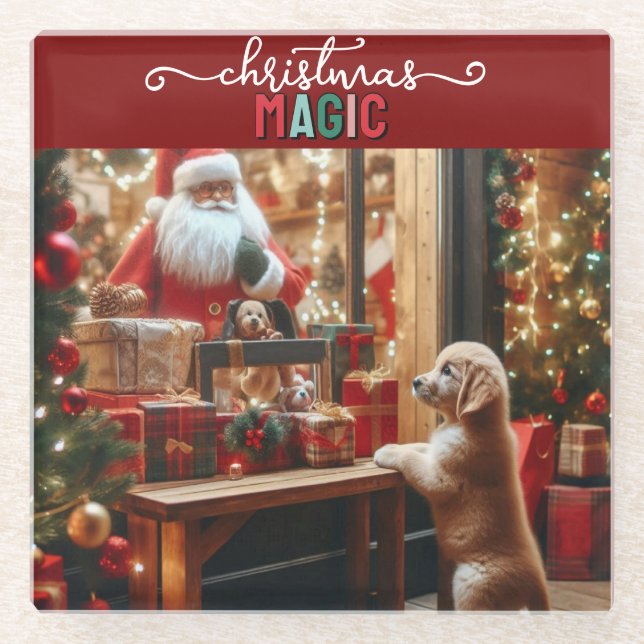 Weihnachten und Wünsche Glasuntersetzer (Vorderseite)