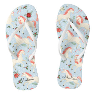 Weihnachten Unicorns Niedlich Moderne Girly Floral Flip Flops