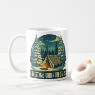 Weihnachten unter dem Sternen Camping Szene Kaffeetasse