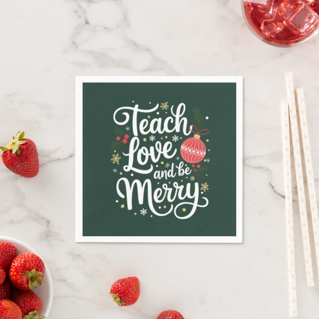 Weihnachten Unterrichten Liebe & Be Merry Funny Te Serviette (Beispiel)