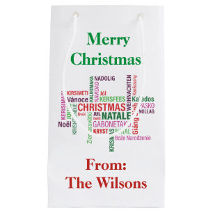 Weihnachten Unterschiedliche Sprachen Word Cloud C Kleine Geschenktüte