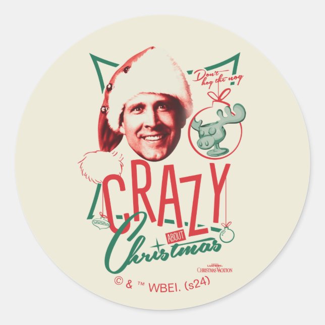 Weihnachten Urlaub Crazy Über Weihnachten Runder Aufkleber (Vorderseite)