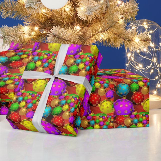 Weihnachten, Urlaub, farbenfrohe Ornamente Geschenkpapier (Feiertage)