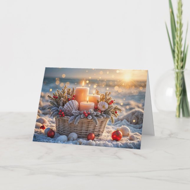 Weihnachten Urlaub Peace Beach Körbchen mit Musche Karte (Vorderseite)