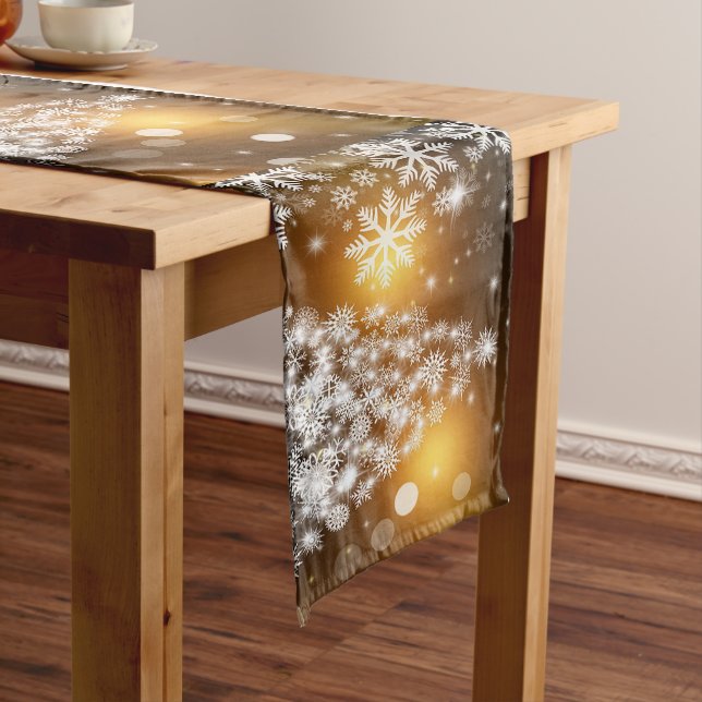 Weihnachten, Urlaub, Schneeflocken, Gold, Sparkass Mittelgroßer Tischläufer (Beispiel)