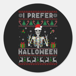 Weihnachten Urlaub Skelett Ich bevorzuge Halloween Runder Aufkleber