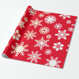 Weihnachten Urlaub Snowflakes Pattern Rot Geschenkpapier