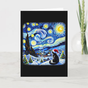 Weihnachten Van Gogh Sternennacht schwarze Katze S Karte