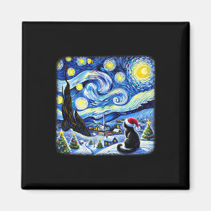 Weihnachten Van Gogh Sternennacht schwarze Katze S Magnet