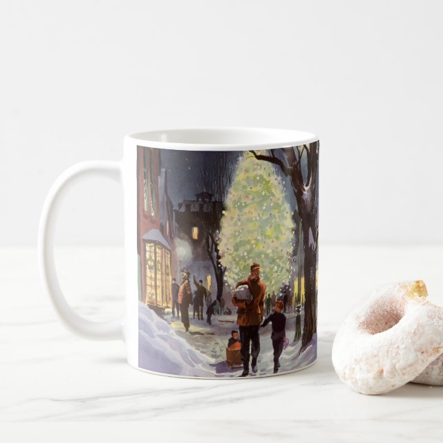 Weihnachten, Vater Shopping mit Kindern Kaffeetasse (Mit Donut)