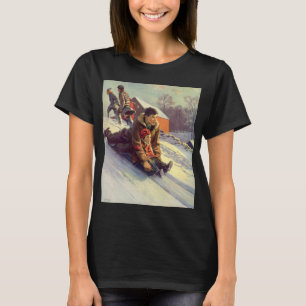 Weihnachten, Vater und Tochter Rodelbahn T-Shirt
