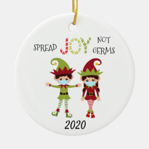 Weihnachten verbreitet Freude, keine Keime Elf 202 Keramik Ornament