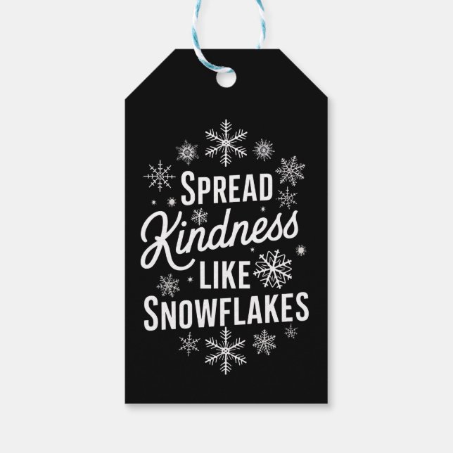Weihnachten verbreitet Kindheit wie Schneeflocken  Geschenkanhänger (Rückseite)