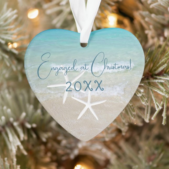 Weihnachten Verlobung Beach Ornament Foto und Text (Baum)