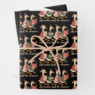 Weihnachten Verrückter Lehrer Gans Geschenk Cozy W Geschenkpapier Set
