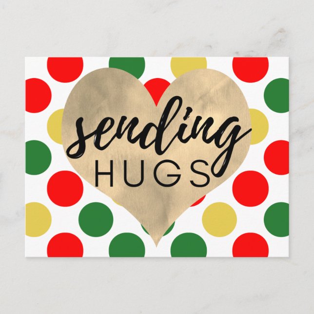 Weihnachten Versand Hugs Holiday Postkarte (Vorderseite)