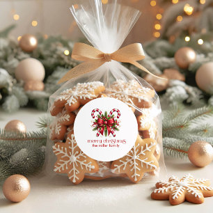 Weihnachten verzierter Zuckerstangen Frohe Weihnac Runder Aufkleber
