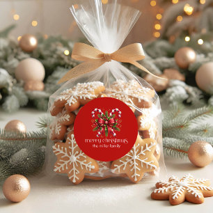 Weihnachten verzierter Zuckerstangen Frohe Weihnac Runder Aufkleber