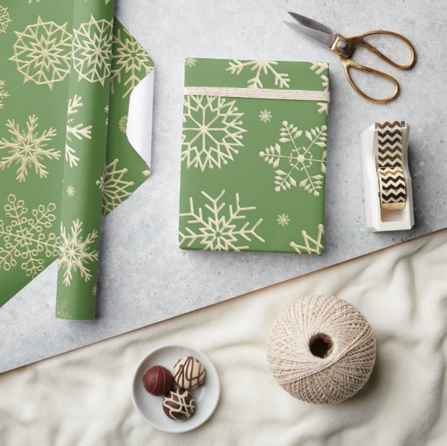Weihnachten Verziertes Gold Snowflake Muster Geschenkpapier (Kunsthandwerk)