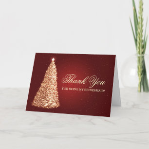 Weihnachten Vielen Dank Bridesmaid Gold Red Dankeskarte