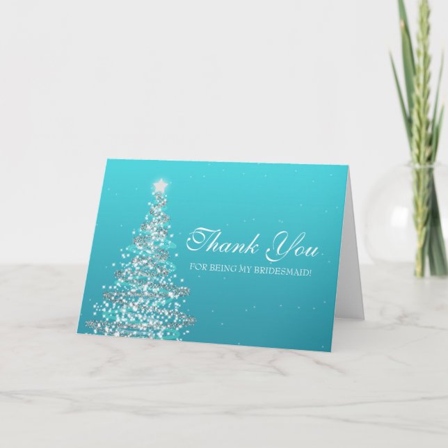 Weihnachten Vielen Dank Bridesmaid Türkis Dankeskarte (Vorderseite)