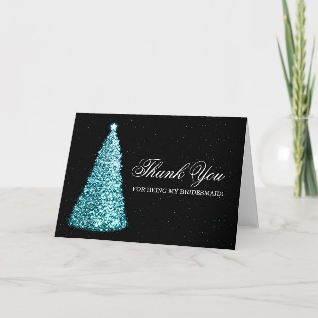 Weihnachten Vielen Dank Bridesmaid Türkis Dankeskarte (Vorderseite)