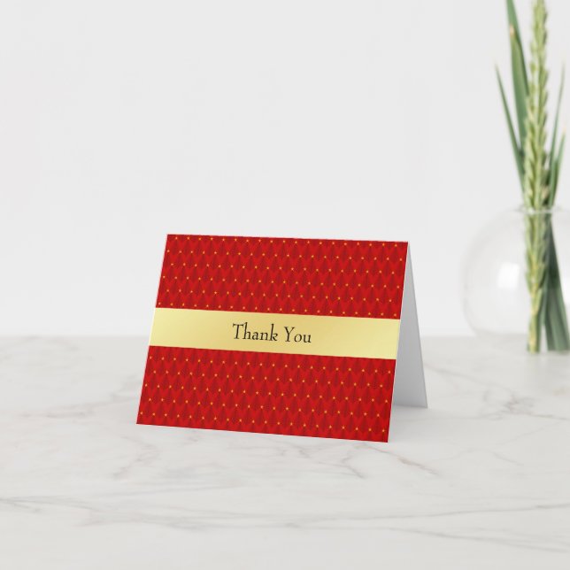 Weihnachten Vielen Dank Rot- und Gold-Bäume Karte (Vorderseite)