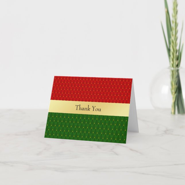 Weihnachten Vielen Dank Rot- und Gold-Bäume Karte (Vorderseite)