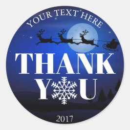 Weihnachten Vielen Dank Schneeflocken Blau Weiß Runder Aufkleber