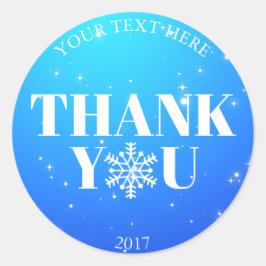 Weihnachten Vielen Dank, Schneeflocken Blau Weiß Runder Aufkleber