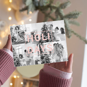 Weihnachten Vier Familienfoto   Rosa Urlaub Postkarte