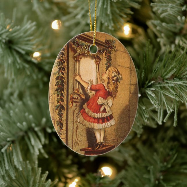 Weihnachten Viktorianisch Girl Hängend eine Garage Keramikornament (Baum)