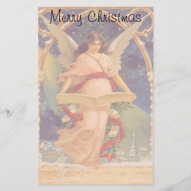 Weihnachten, Viktorianische Angel-LesebBibel Briefpapier (Vorderseite)