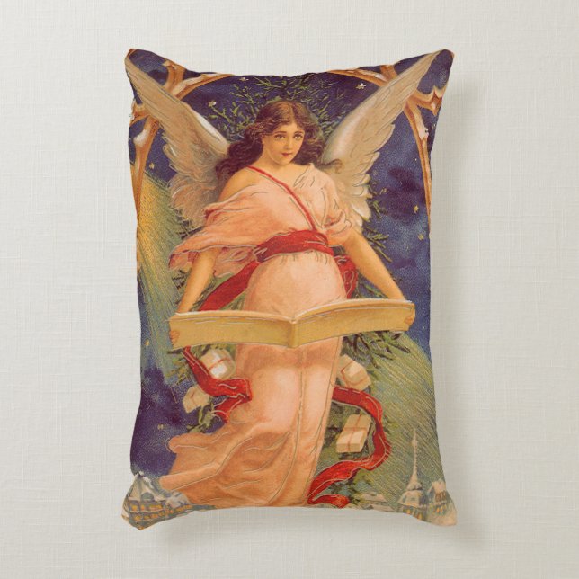 Weihnachten, Viktorianische Angel-LesebBibel Dekokissen (Vorderseite(Vertikal))