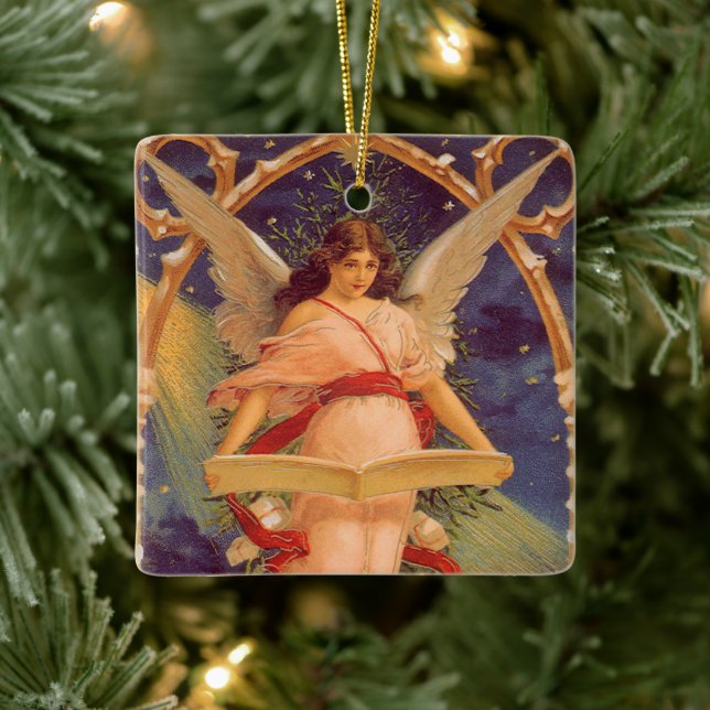 Weihnachten, Viktorianische Angel-LesebBibel Keramikornament (Baum)