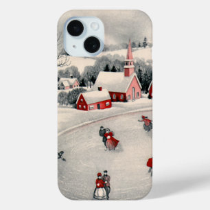 Weihnachten, Viktorianische Eiszeit Skater auf dem iPhone 15 Hülle