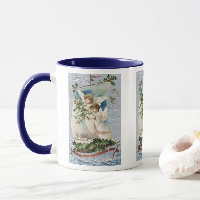 Weihnachten, Viktorianische Engel im Segelboot Tasse (Mit Donut)