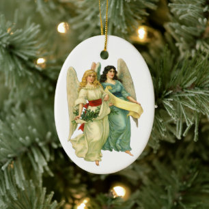 Weihnachten, Viktorianische Engel Keramik Ornament