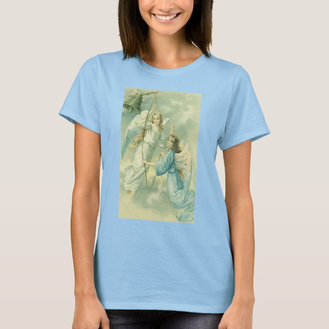 Weihnachten, Viktorianische Engel mit Glocke T-Shirt (Vorderseite)