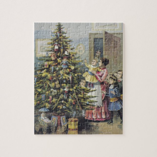 Weihnachten, Viktorianische Familie rund um Baum (Vertikal)