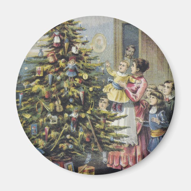 Weihnachten, Viktorianische Familie rund um Baum Magnet (Vorne)