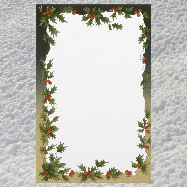 Weihnachten, Viktorianische Holly-Blätter Berries Briefpapier (Von Creator hochgeladen)